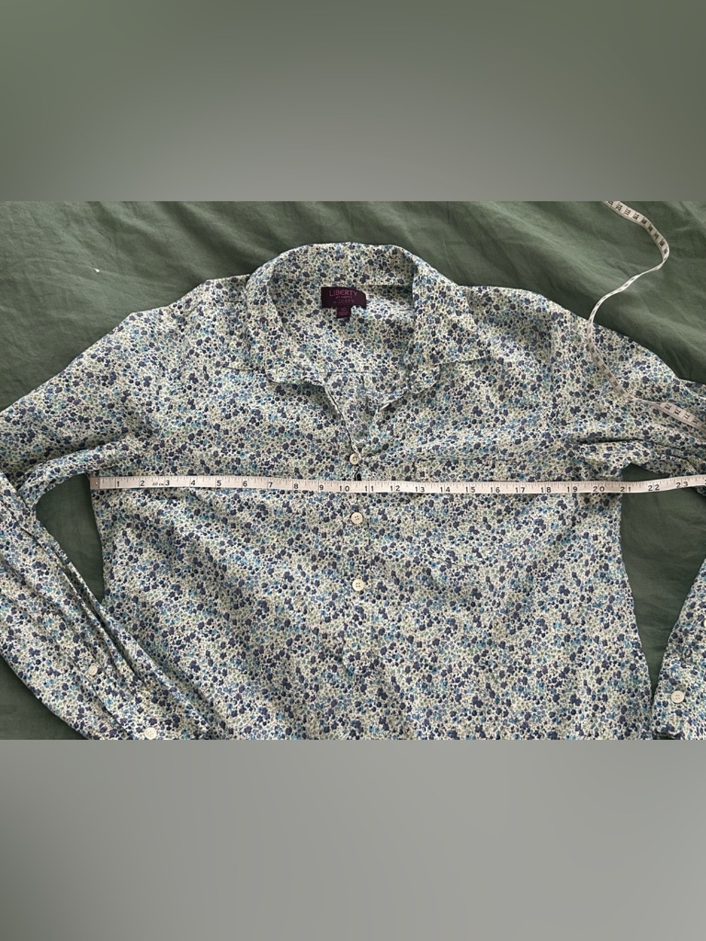 J. Crew Womens Long-Sleeve Floral Button-Up Blouse in White and Blue - Picture 3 of 5